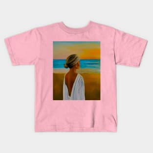 Woman at the beach Kids T-Shirt